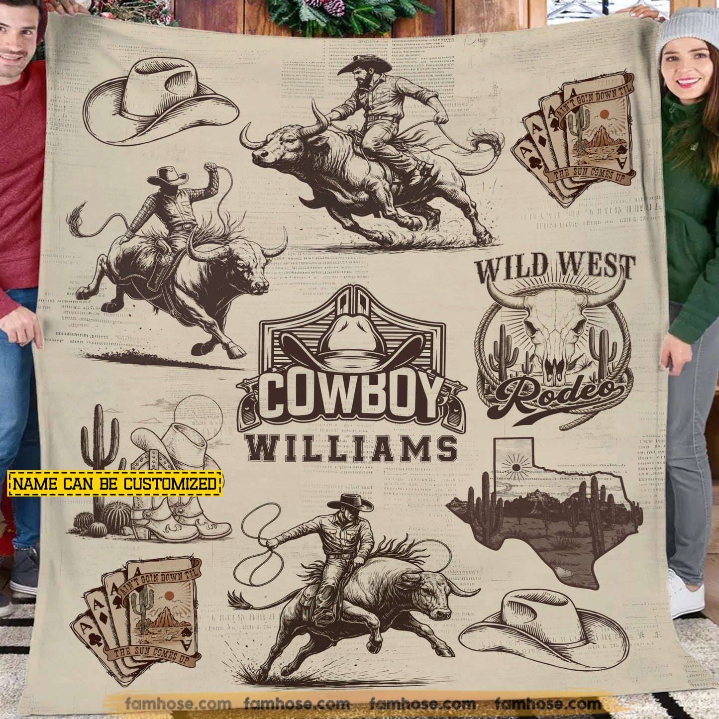 Personalized Rodeo Cowboy Fleece Blanket, This Is What The Wild West Felt Like Woven Blanket, Cozy Sherpa Blanket Gift For Cowboy