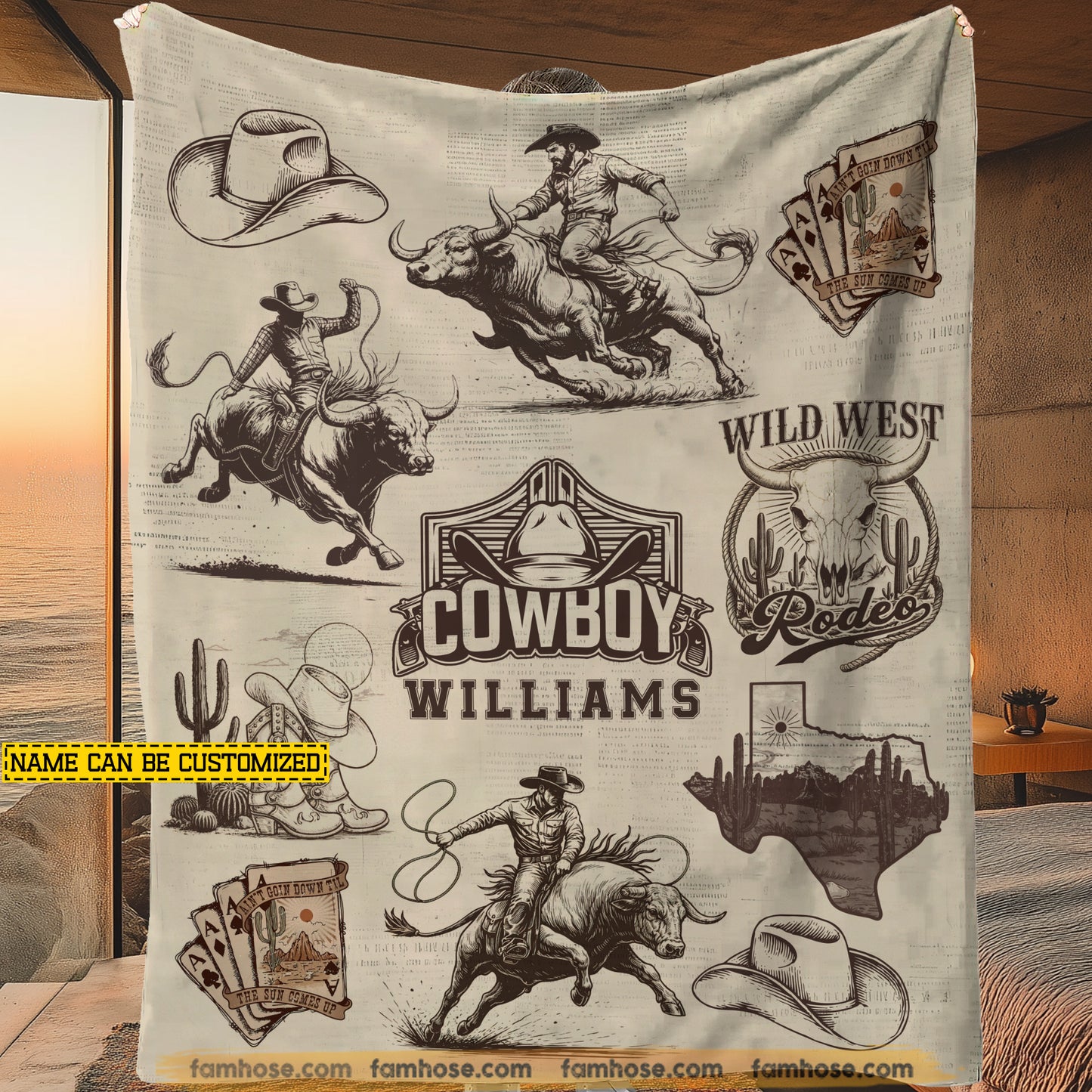 Personalized Rodeo Cowboy Fleece Blanket, This Is What The Wild West Felt Like Woven Blanket, Cozy Sherpa Blanket Gift For Cowboy