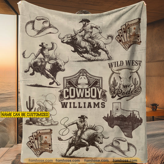 Personalized Rodeo Cowboy Fleece Blanket, This Is What The Wild West Felt Like Woven Blanket, Cozy Sherpa Blanket Gift For Cowboy