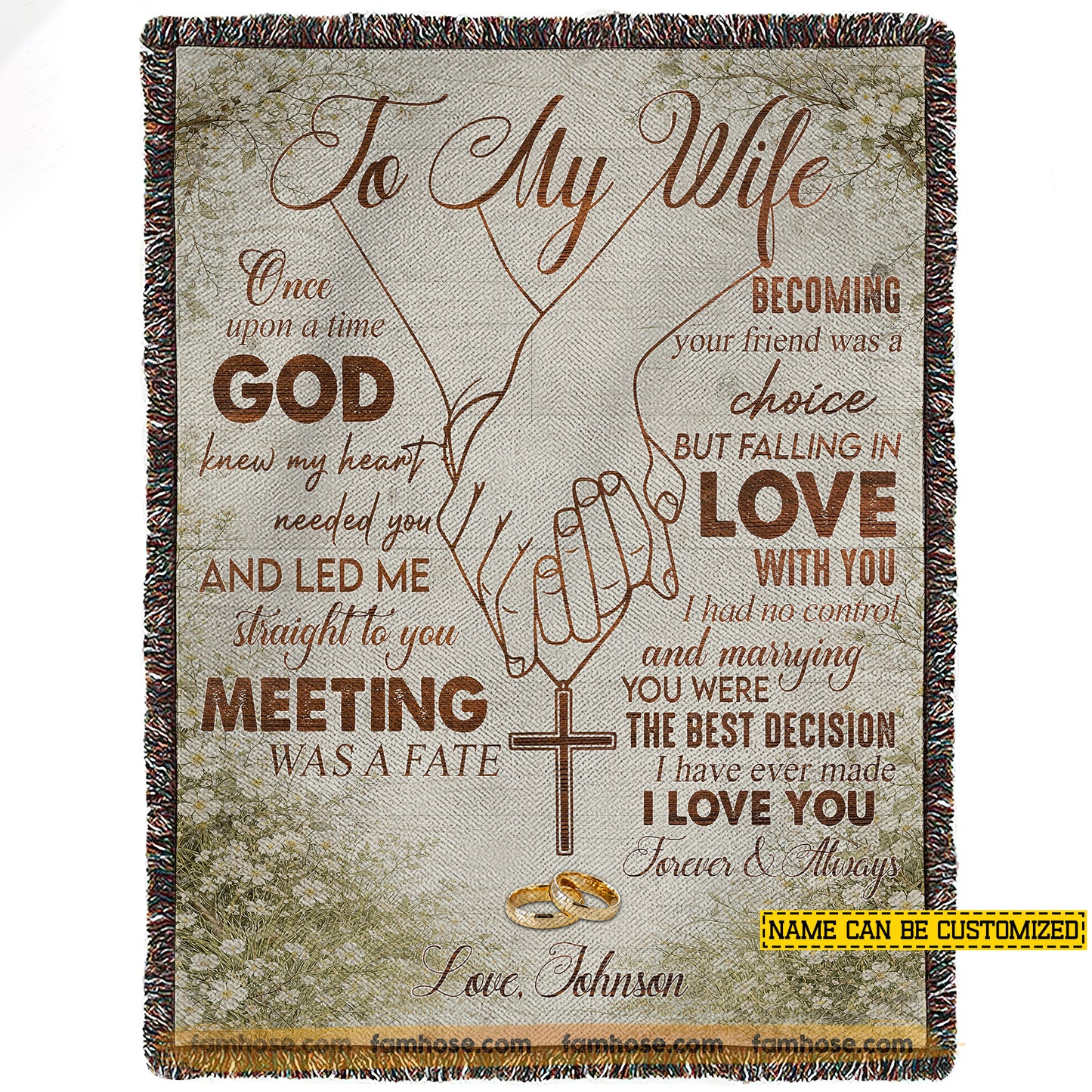Personalized To My Wife Fleece Blanket, Christian Couple Woven Blanket, God Sherpa Blanket Gift For Wife