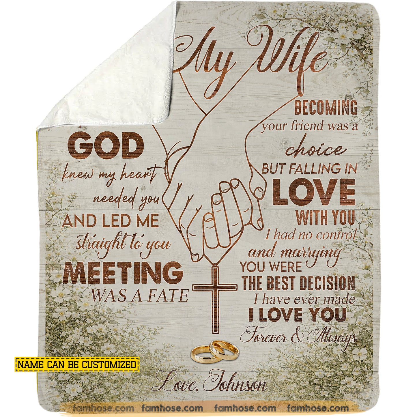 Personalized To My Wife Fleece Blanket, Christian Couple Woven Blanket, God Sherpa Blanket Gift For Wife