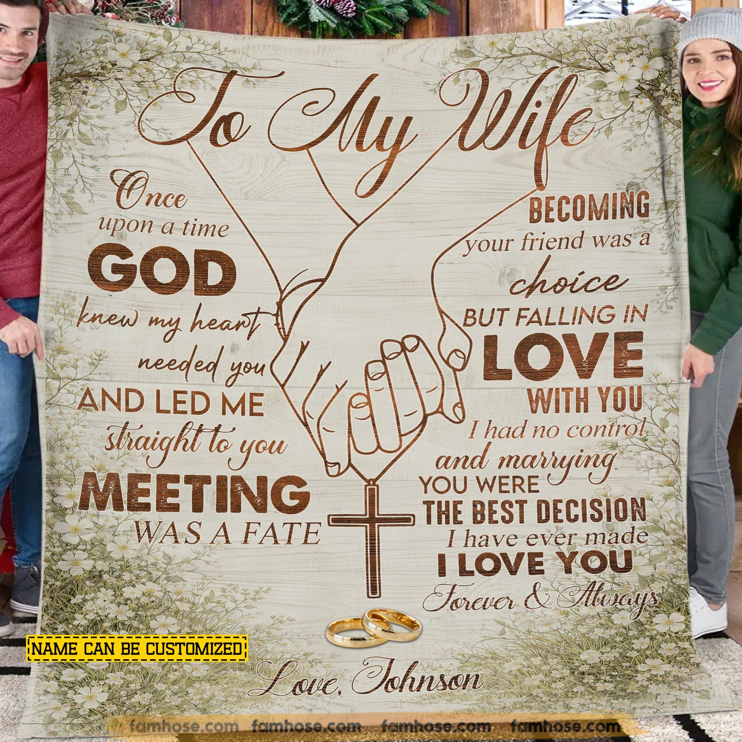 Personalized To My Wife Fleece Blanket, Christian Couple Woven Blanket, God Sherpa Blanket Gift For Wife