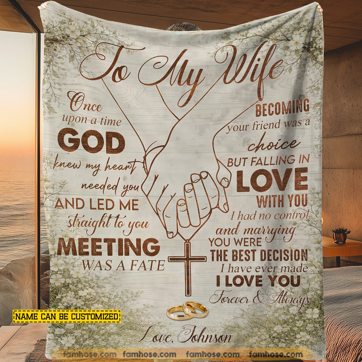 Personalized To My Wife Fleece Blanket, Christian Couple Woven Blanket, God Sherpa Blanket Gift For Wife