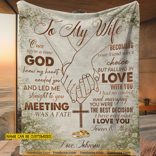 Personalized To My Wife Fleece Blanket, Christian Couple Woven Blanket, God Sherpa Blanket Gift For Wife