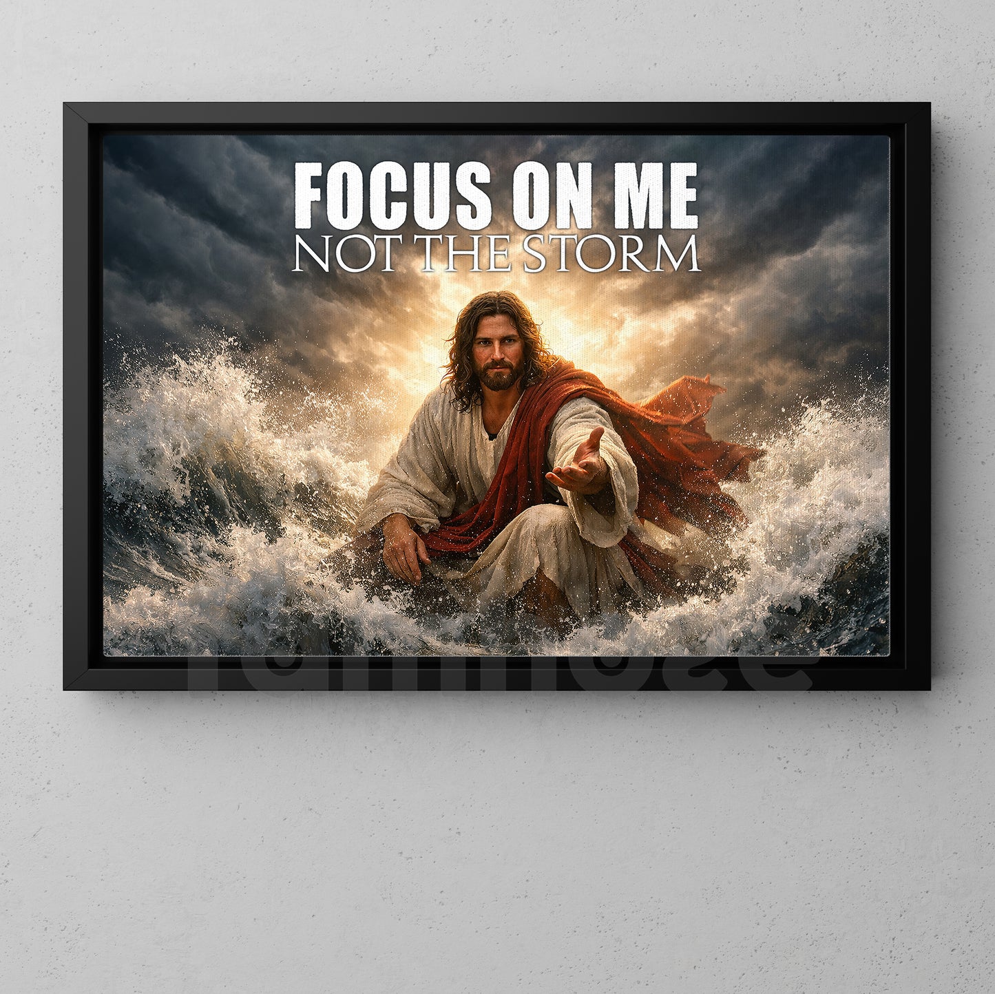 Jesus Canvas Painting, Focus On Me Not The Storm Wall Art Decor, Poster Gift For Christian