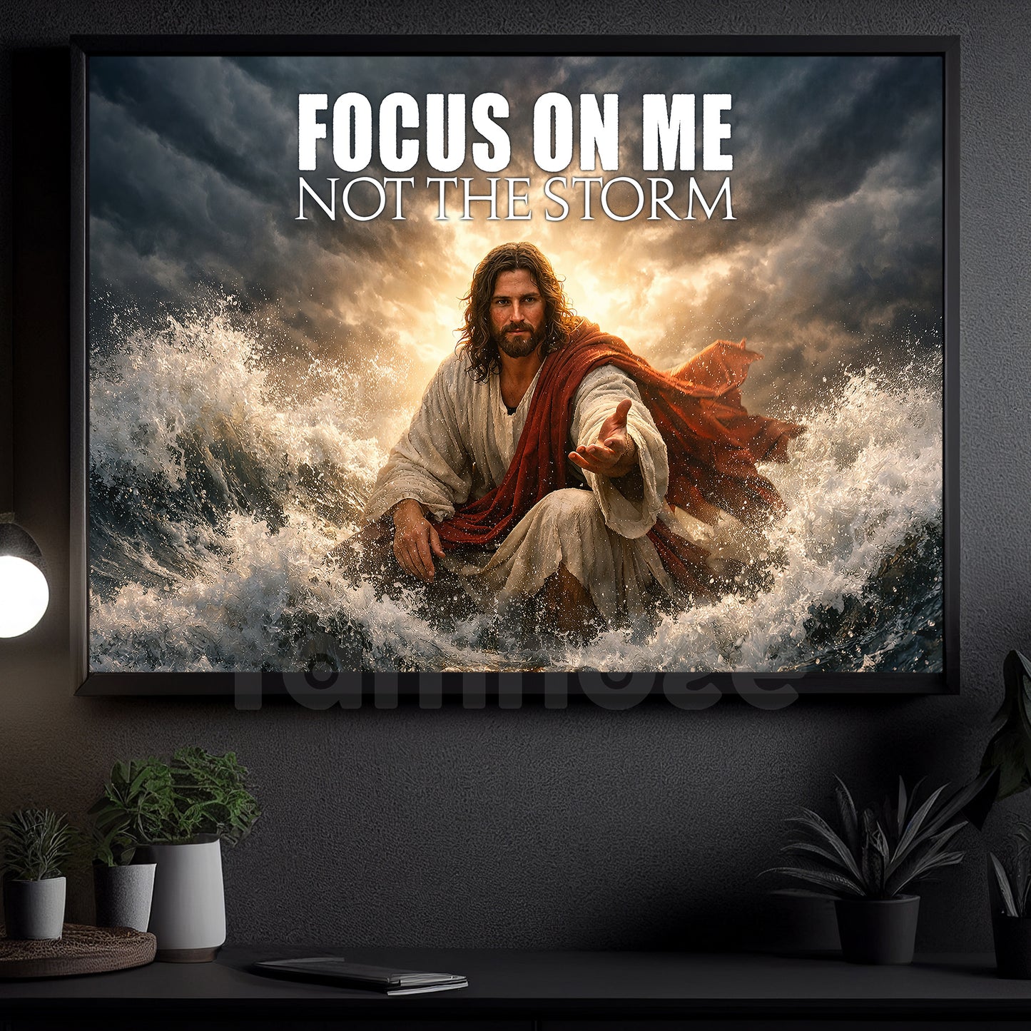 Jesus Canvas Painting, Focus On Me Not The Storm Wall Art Decor, Poster Gift For Christian