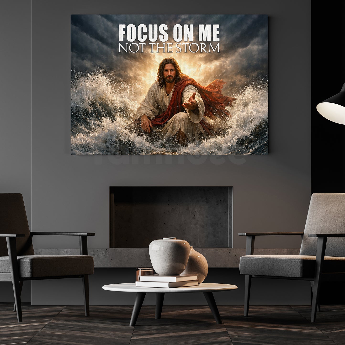 Jesus Canvas Painting, Focus On Me Not The Storm Wall Art Decor, Poster Gift For Christian