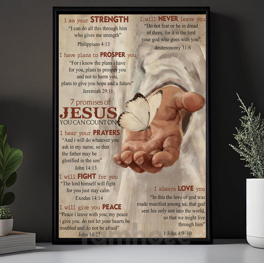 Jesus Canvas Painting, 7 Promises Of Jesus You Can Count On Wall Art Decor, Poster Gift For Christian