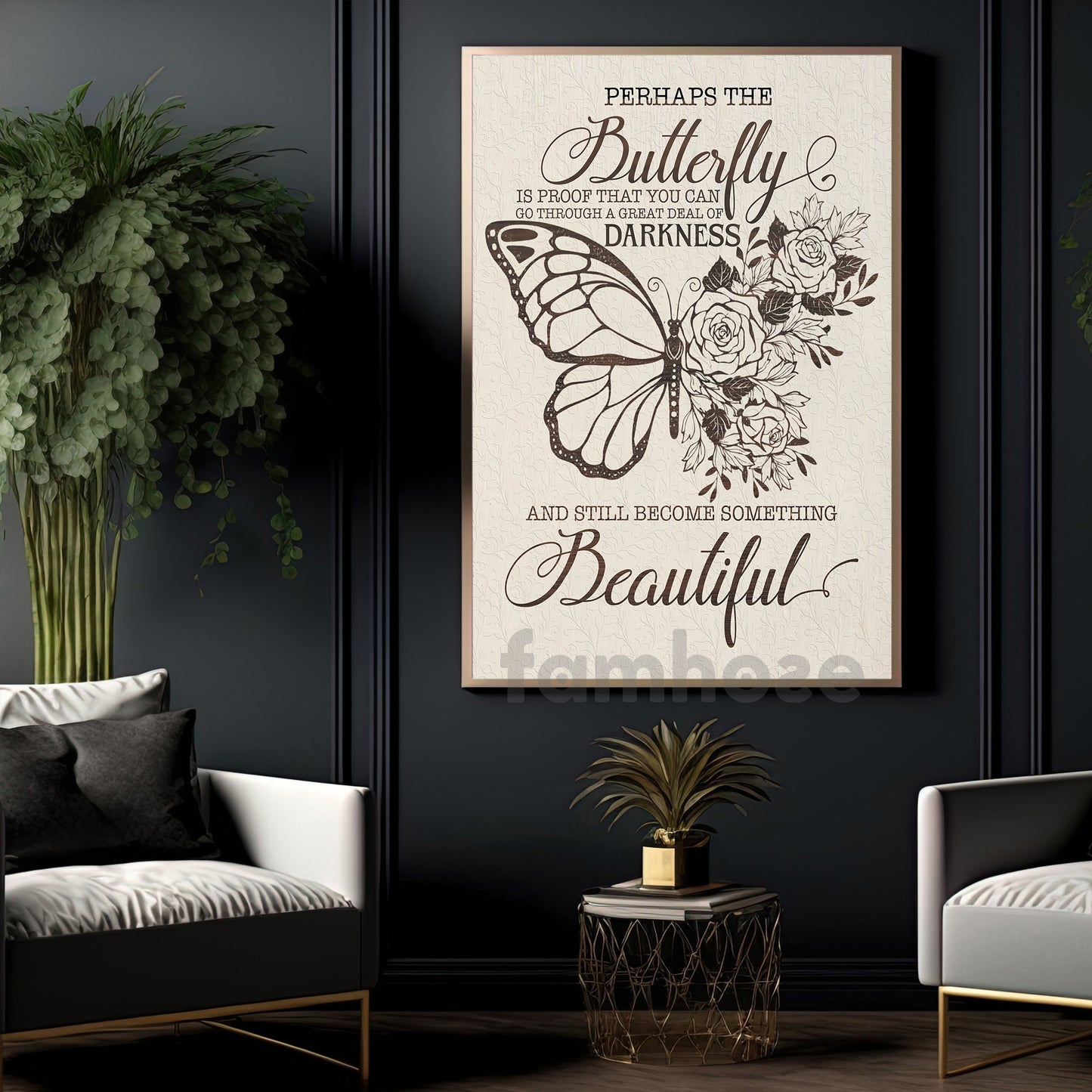 Quote Butterfly Canvas Painting, And Still Become Something Beautiful Wall Art Decor, Poster Gift