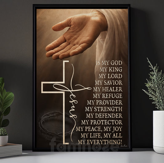 Jesus Canvas Painting, Jesus Is My God Wall Art Decor, Poster Gift For Christian