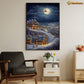Night Scene Of Reindeer Town And Santa Claus On The Moon Christmas Canvas Painting, Xmas Wall Art Decor - Christmas Poster Gift For Decorating Your Home