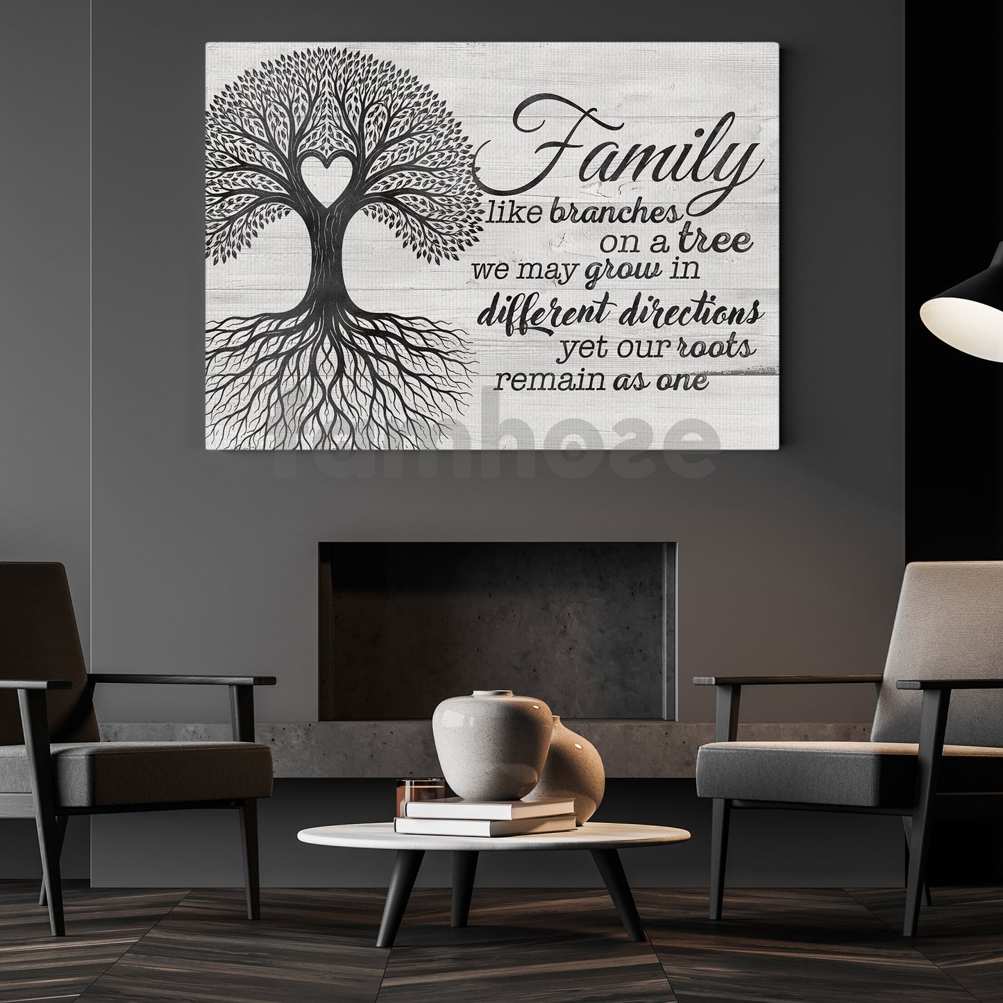 Family Quote Canvas Painting, Family Like Branches On The Tree Inspirational Quotes Wall Art Decor, Poster Gift For Your Family