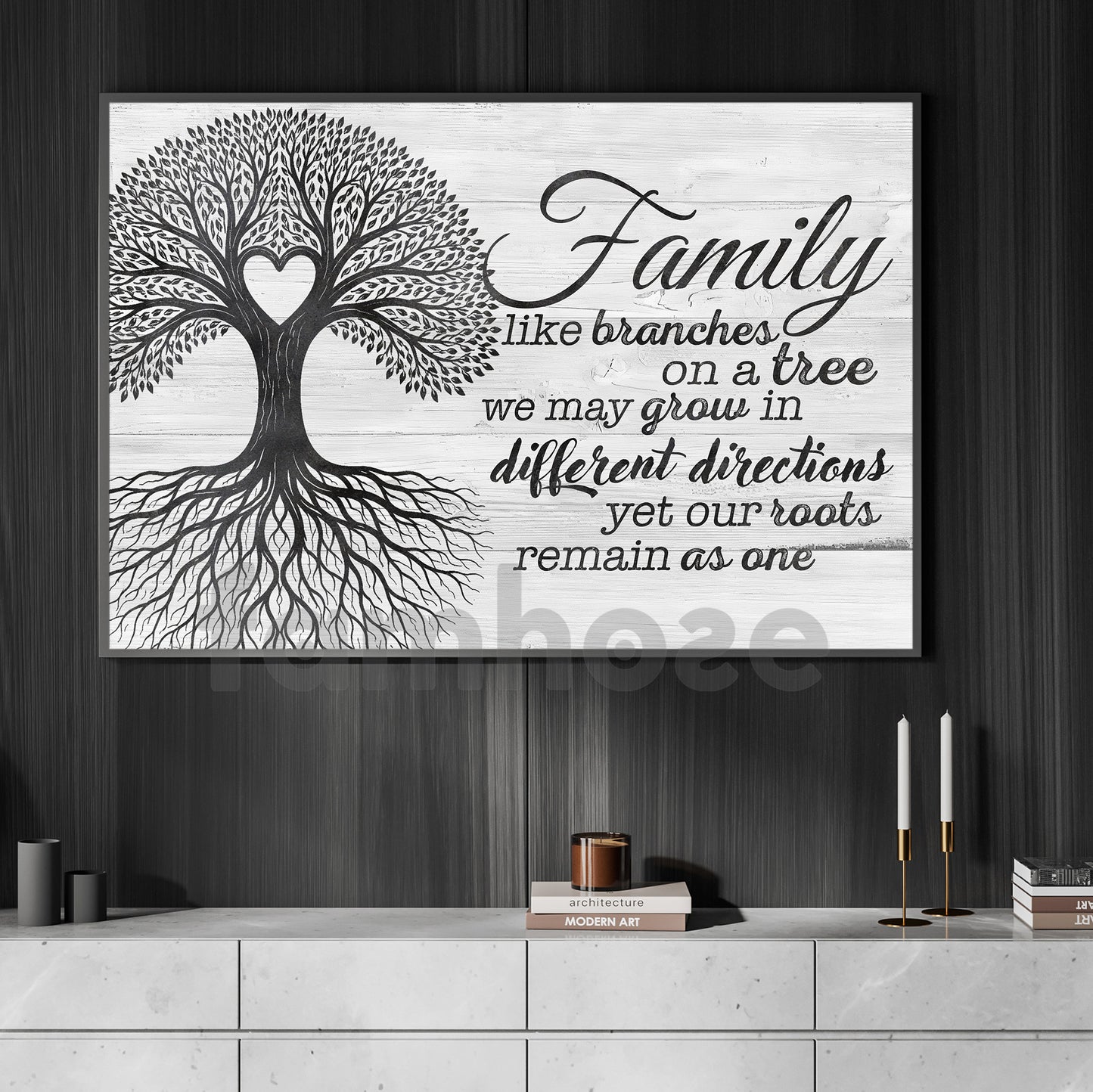Family Quote Canvas Painting, Family Like Branches On The Tree Inspirational Quotes Wall Art Decor, Poster Gift For Your Family