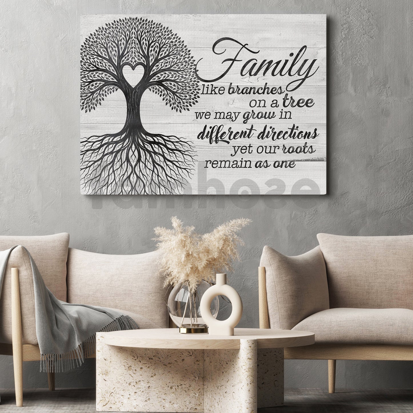 Family Quote Canvas Painting, Family Like Branches On The Tree Inspirational Quotes Wall Art Decor, Poster Gift For Your Family