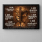 Motivational Jesus Lion Canvas Painting, I Am Blessed For All I Have Wall Art Decor, Poster Gift For Christian