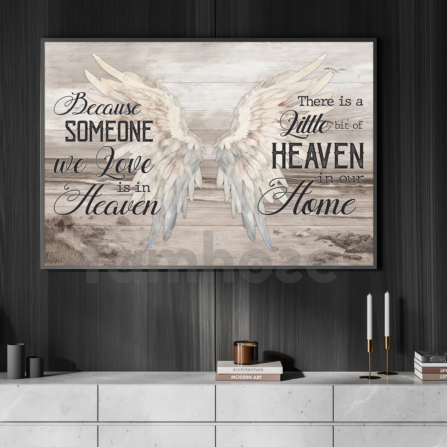 Personalized Pass Away Canvas Painting, Because Someone We Is In Heaven Wall Art Decor, Poster Memorial Gift For Family Of The Deceased