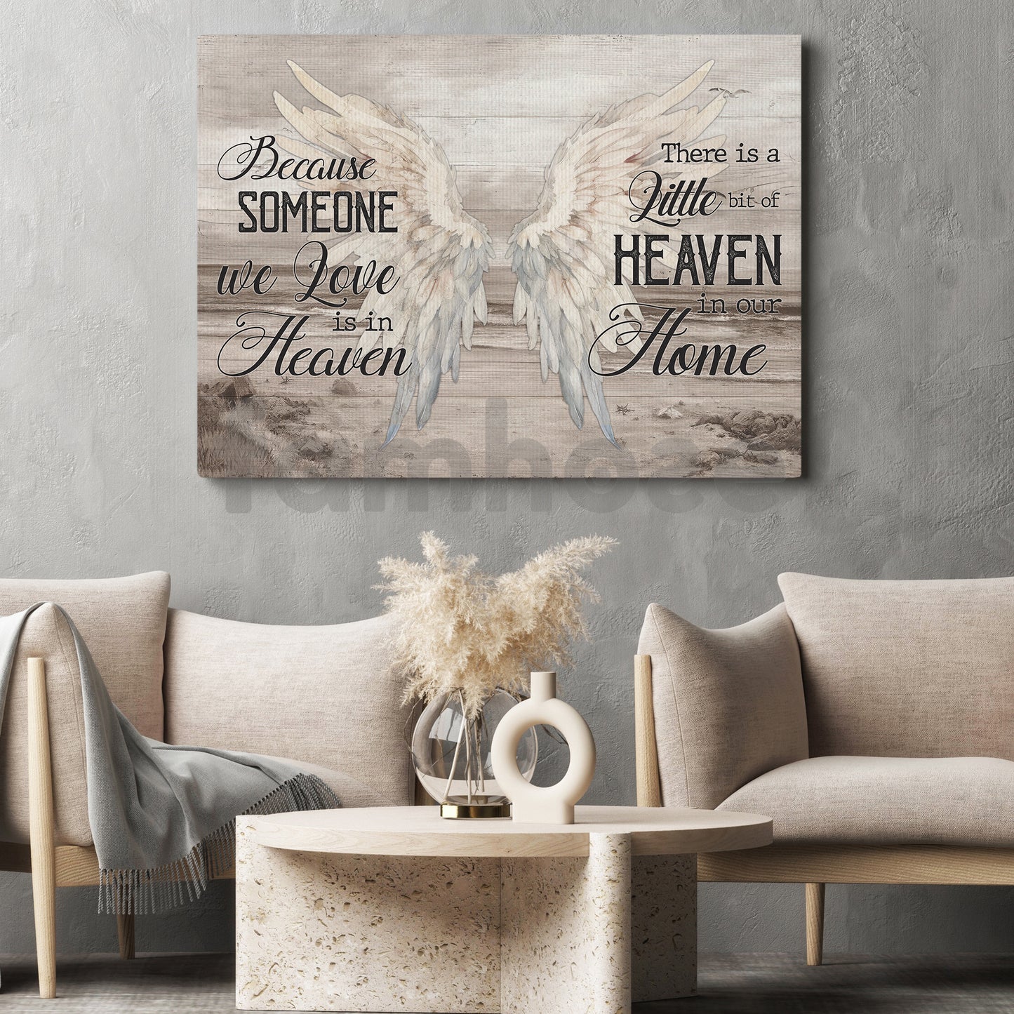 Personalized Pass Away Canvas Painting, Because Someone We Is In Heaven Wall Art Decor, Poster Memorial Gift For Family Of The Deceased