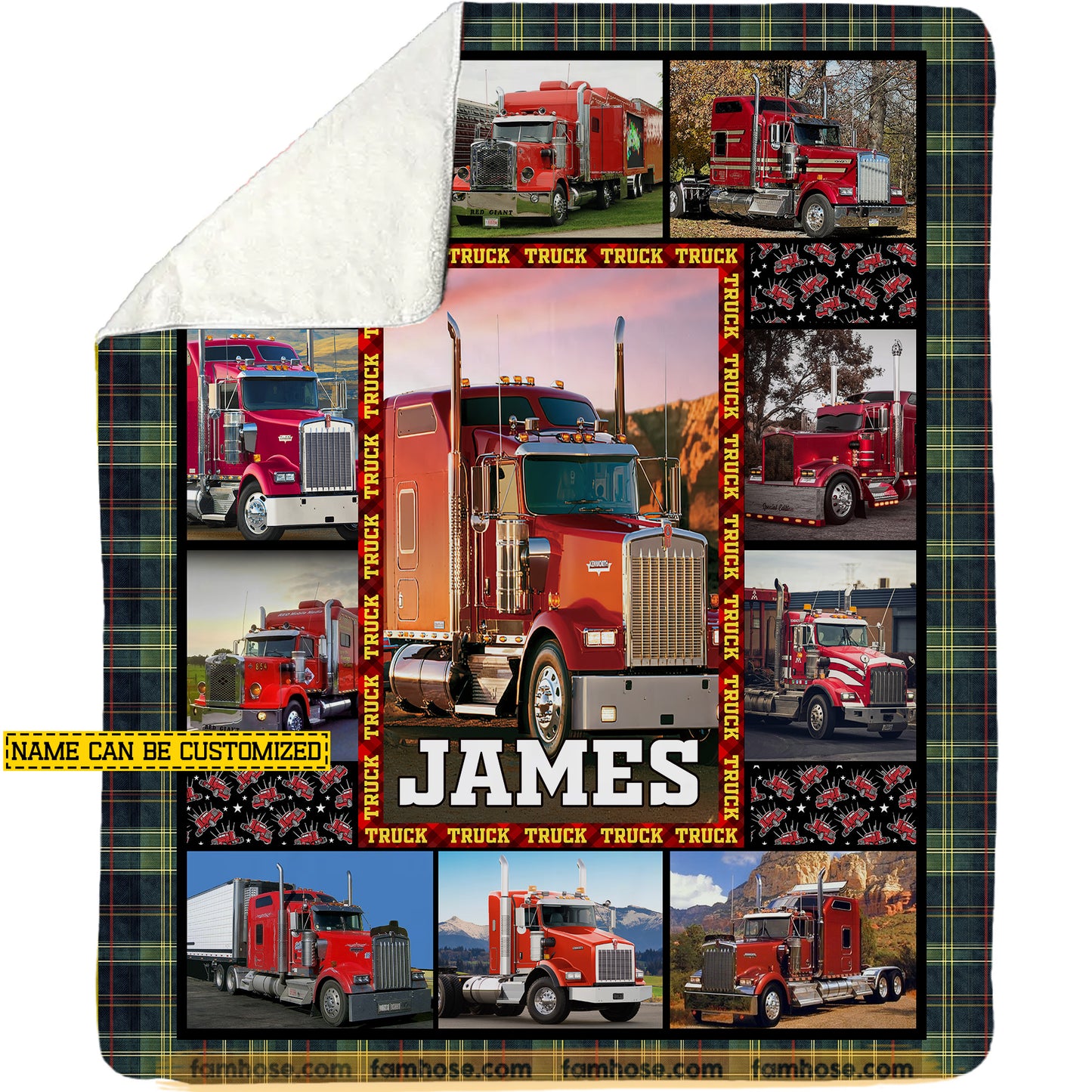 Personalized Trucker Fleece Blanket, Our Love Repeated A Thousand Times Woven Blanket, Cozy Sherpa Blanket Gift For Trucker