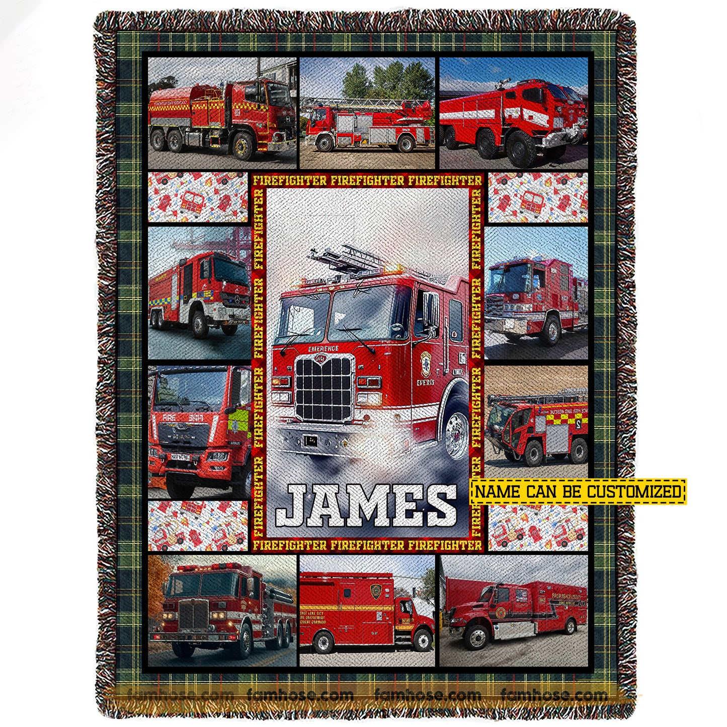 Personalized Firefighter Fleece Blanket, Heroes Answer The Call Woven Blanket, Cozy Sherpa Blanket Gift For Firefighter