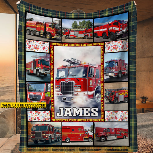 Personalized Firefighter Fleece Blanket, Heroes Answer The Call Woven Blanket, Cozy Sherpa Blanket Gift For Firefighter