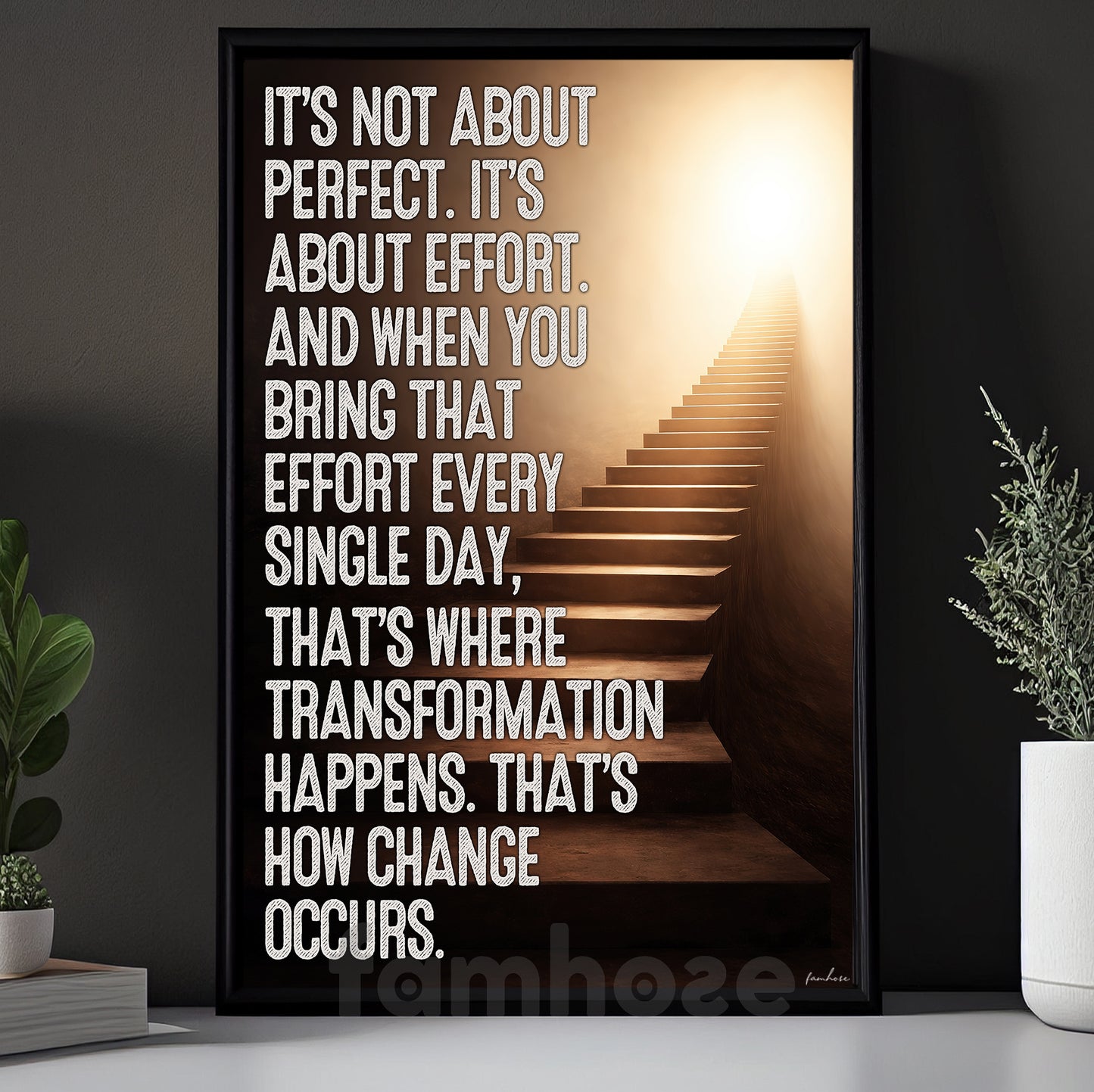 Motivational Quote Canvas Painting, It's Not About Perfect It's About Effort Wall Art Decor, Poster Gift