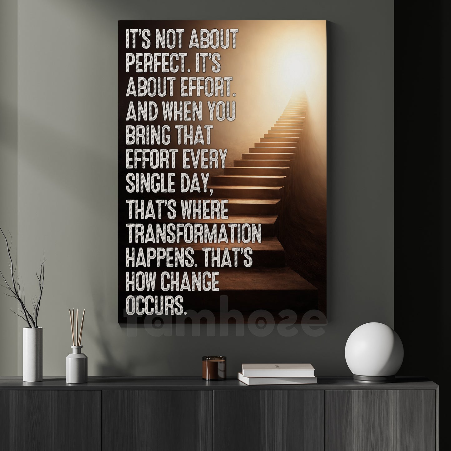 Motivational Quote Canvas Painting, It's Not About Perfect It's About Effort Wall Art Decor, Poster Gift