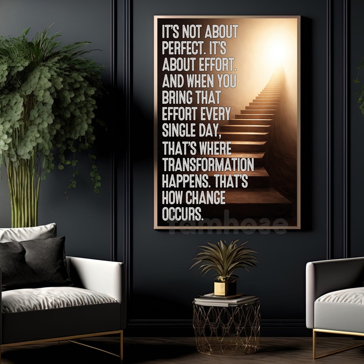 Motivational Quote Canvas Painting, It's Not About Perfect It's About Effort Wall Art Decor, Poster Gift