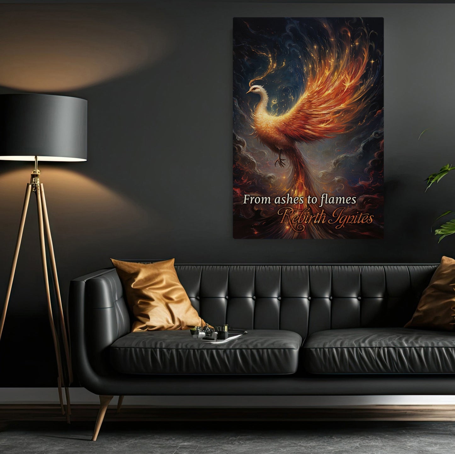 From Ashes To Flames Rebirth Ignites Phoenix, Phoenix Xmas Canvas Painting, Xmas Wall Art Decor - Christmas Poster Gift