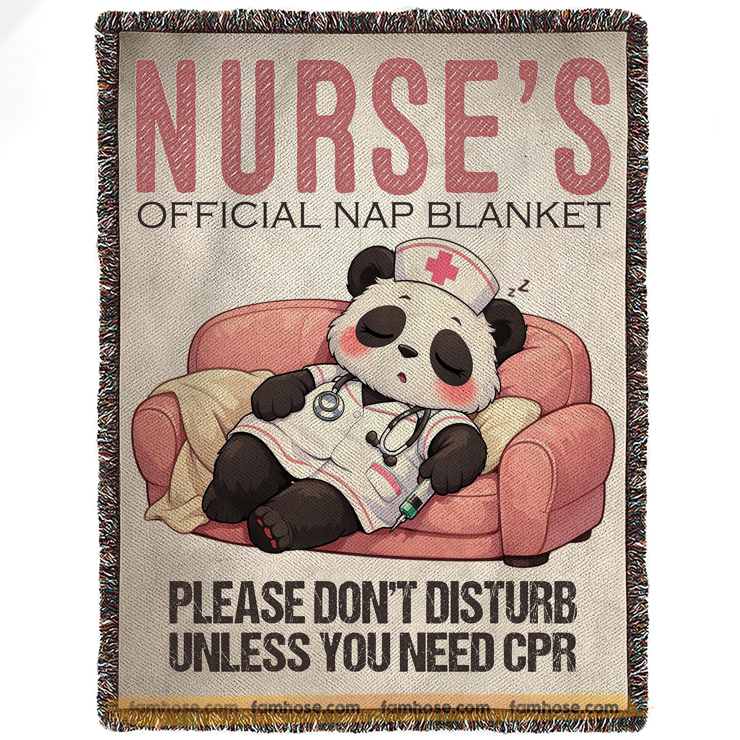 Funny Nurse Panda Fleece Blanket, Nurse's Official Nap Blanket Woven Blanket, Sherpa Blanket Gift For Nurse Lover