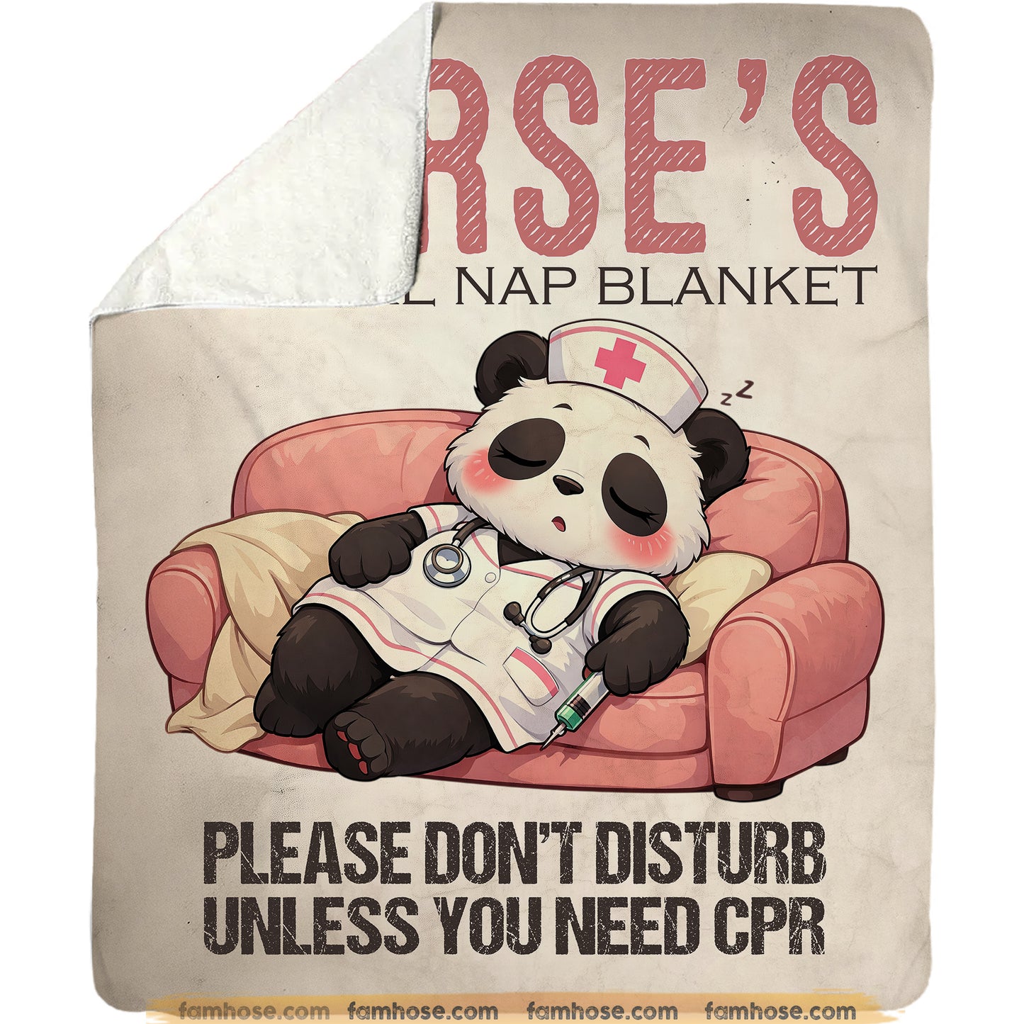 Funny Nurse Panda Fleece Blanket, Nurse's Official Nap Blanket Woven Blanket, Sherpa Blanket Gift For Nurse Lover