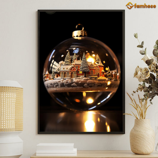 House Inside A Snow Globe Christmas Canvas Painting, Xmas Wall Art Decor - Christmas Poster Gift For Decorating Your Home