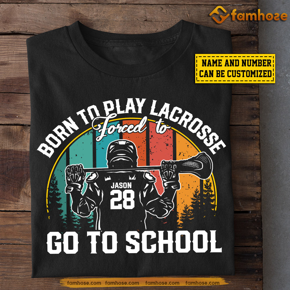 Personalized Vintage Back To School Lacrosse Boy T-shirt, Born To Play Lacrosse, Gift For Kids Lacrosse Lovers, Lacrosse Boy Players