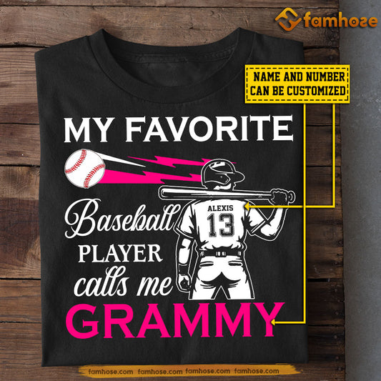 Personalized Baseball T-shirt, Baseball Player Calls Me, Mother's Day Gift For Mom & Grammy From Baseball Boy