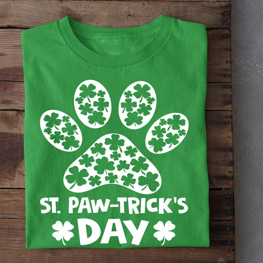 St Patrick's Day Dog T-shirt, Dogshoes Clovers Patrick's, Patricks Day Gift For Dog Lovers Dog Owners, Dog Tees