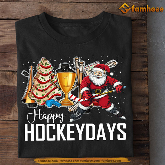 Funny Christmas Hockey T-shirt, Happy Hockeydays, Xmas Gift For Hockey Lovers, Hockey Players