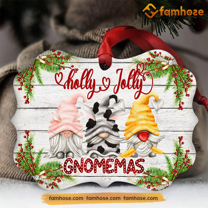 Christmas Farm Ornament, Holly Jolly Gnomemas Gift For Farmers, Medallion Aluminum Ornament