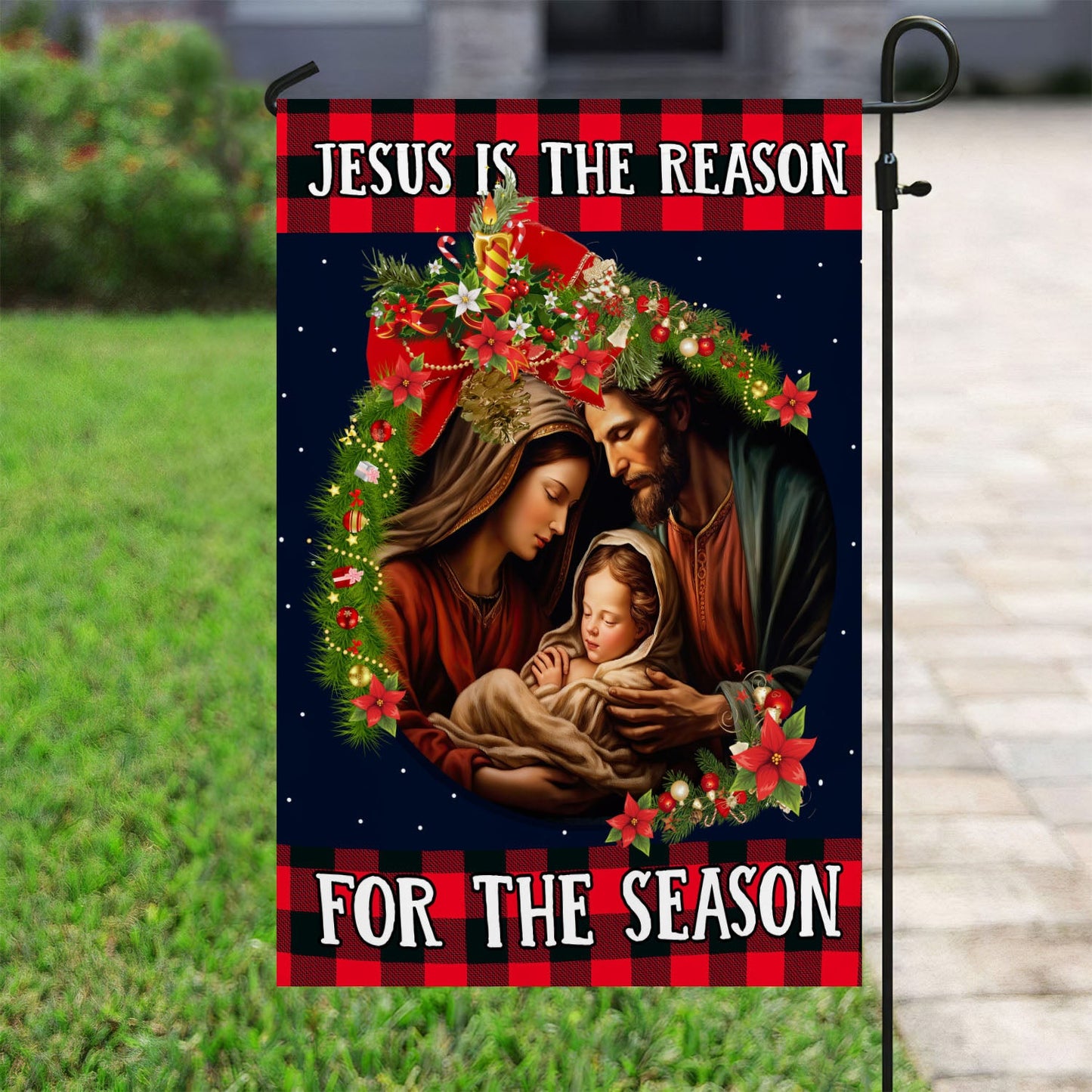 Jesus Is The Reason For The Season, Jesus Xmas Garden Flag & House Flag, Christmas Flag Gift For Jesus Lovers