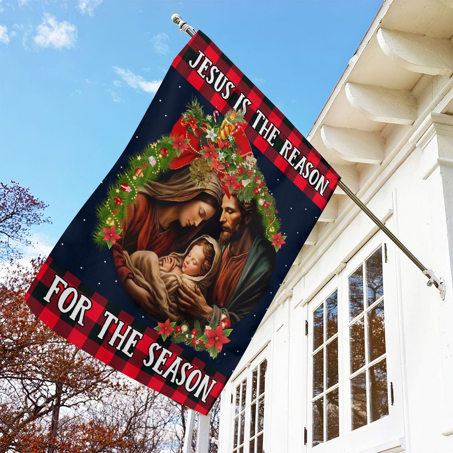 Jesus Is The Reason For The Season, Jesus Xmas Garden Flag & House Flag, Christmas Flag Gift For Jesus Lovers