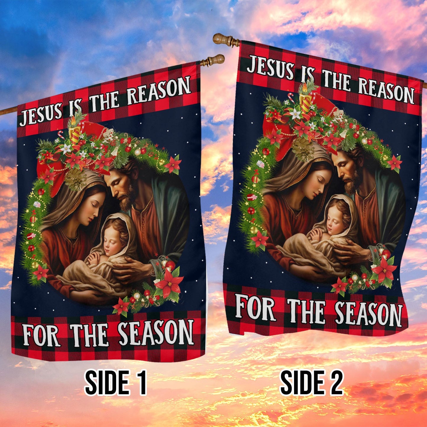 Jesus Is The Reason For The Season, Jesus Xmas Garden Flag & House Flag, Christmas Flag Gift For Jesus Lovers