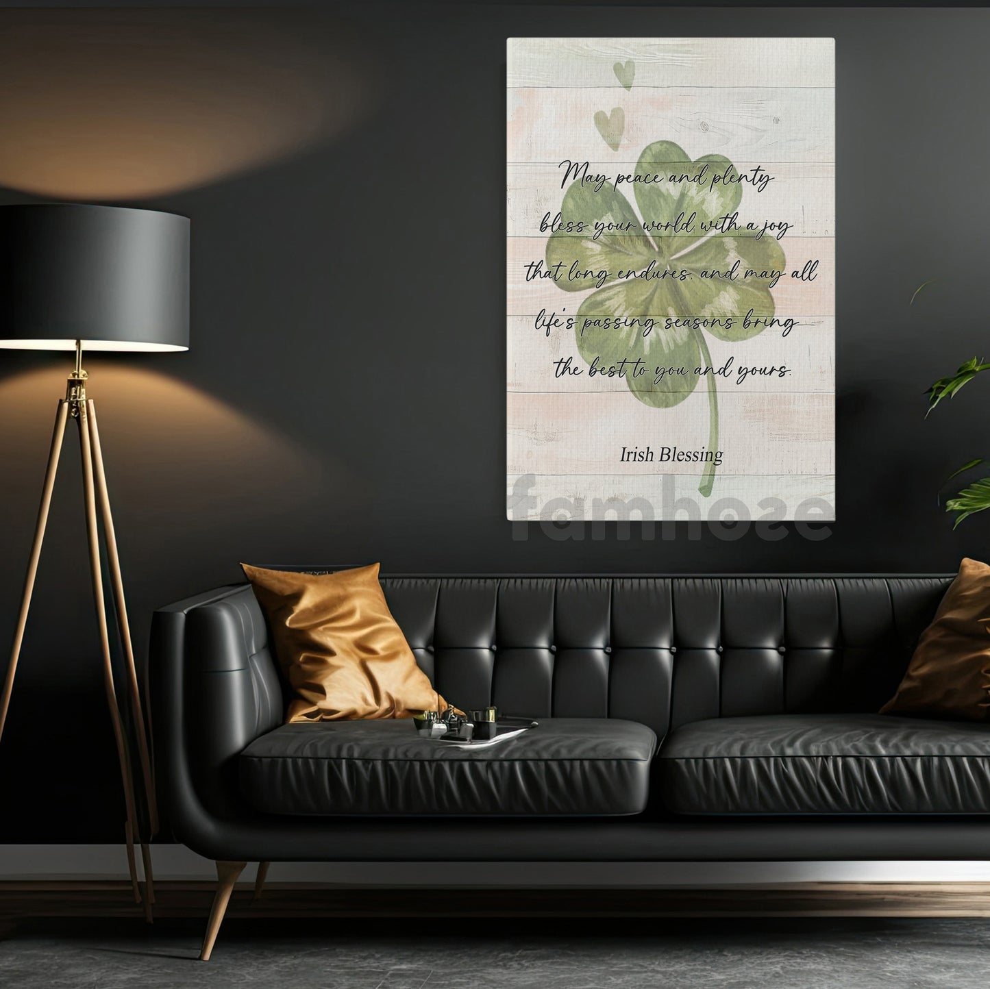 Four-Leaf Clover Canvas Painting, The Best To You And Your Wall Art Decor, Shamrock Poster St Patrick's Day Gift For Irish Lover