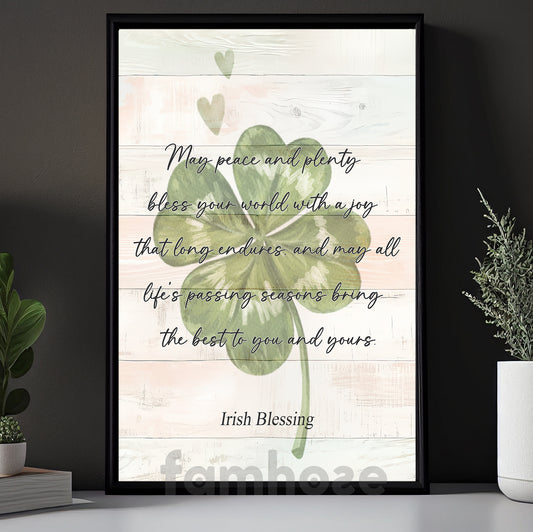 Four-Leaf Clover Canvas Painting, The Best To You And Your Wall Art Decor, Shamrock Poster St Patrick's Day Gift For Irish Lover