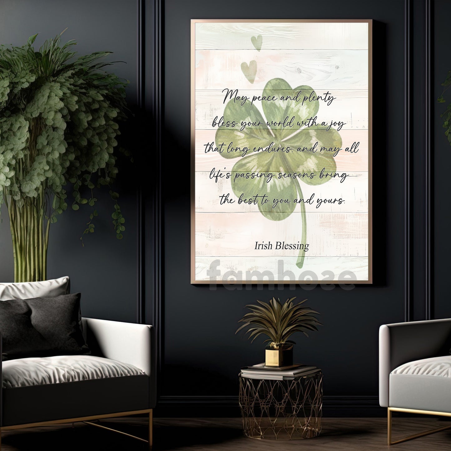 Four-Leaf Clover Canvas Painting, The Best To You And Your Wall Art Decor, Shamrock Poster St Patrick's Day Gift For Irish Lover