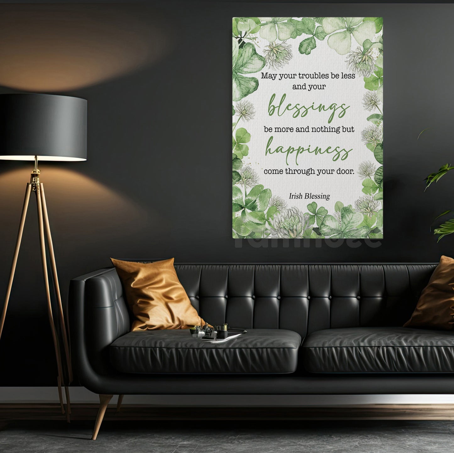 Four-Leaf Clover Canvas Painting, May Your Troubles Be Less Shamrock Wall Art Decor, Poster St Patrick's Day Gift For Irish Lover