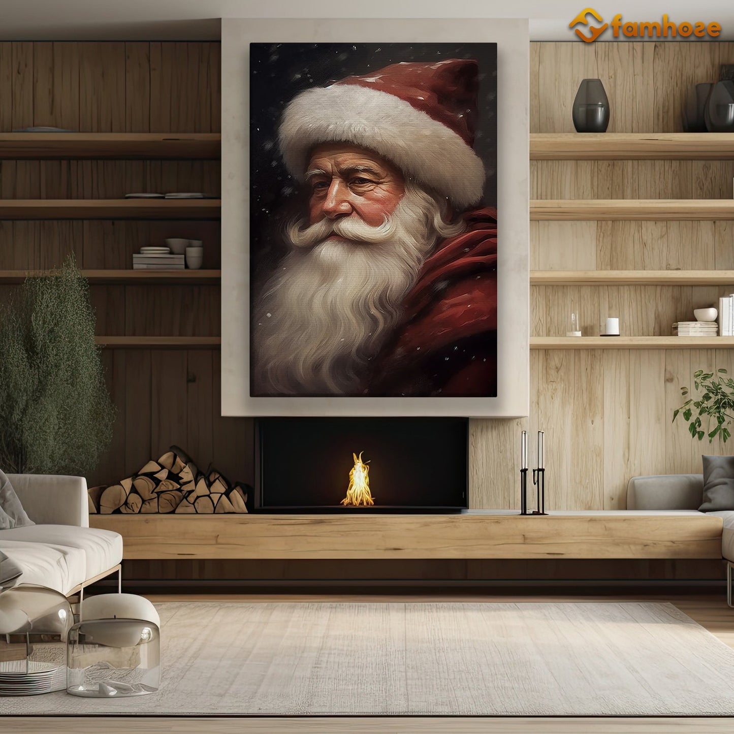 Portrait Santa Claus Christmas Canvas Painting, Xmas Wall Art Decor - Christmas Poster Gift For Decorating Your Home