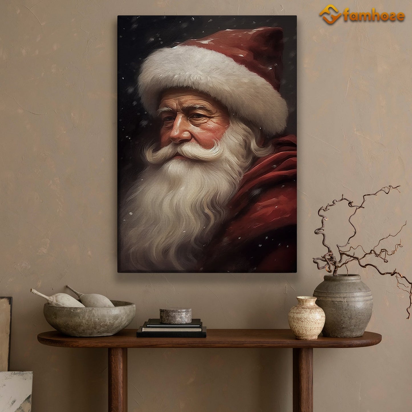 Portrait Santa Claus Christmas Canvas Painting, Xmas Wall Art Decor - Christmas Poster Gift For Decorating Your Home