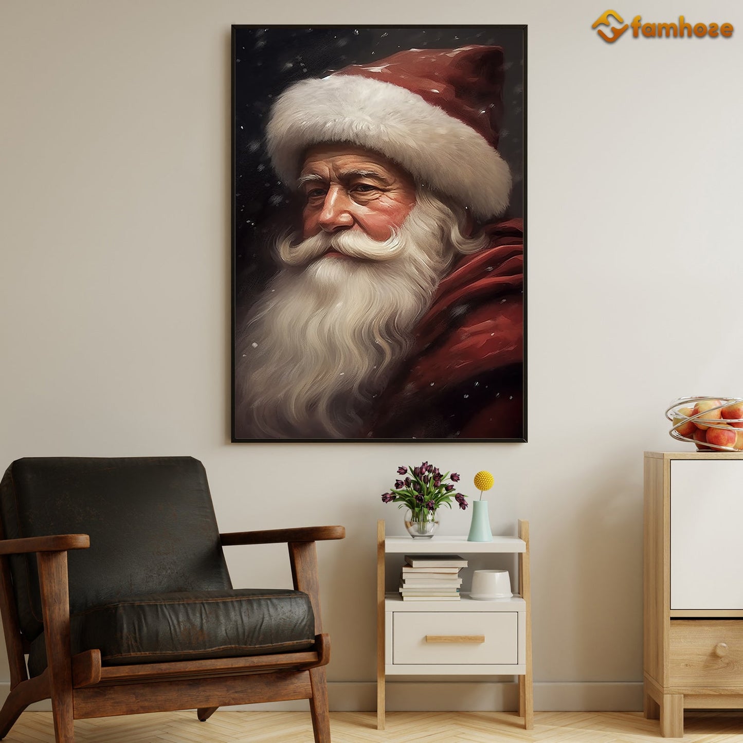 Portrait Santa Claus Christmas Canvas Painting, Xmas Wall Art Decor - Christmas Poster Gift For Decorating Your Home