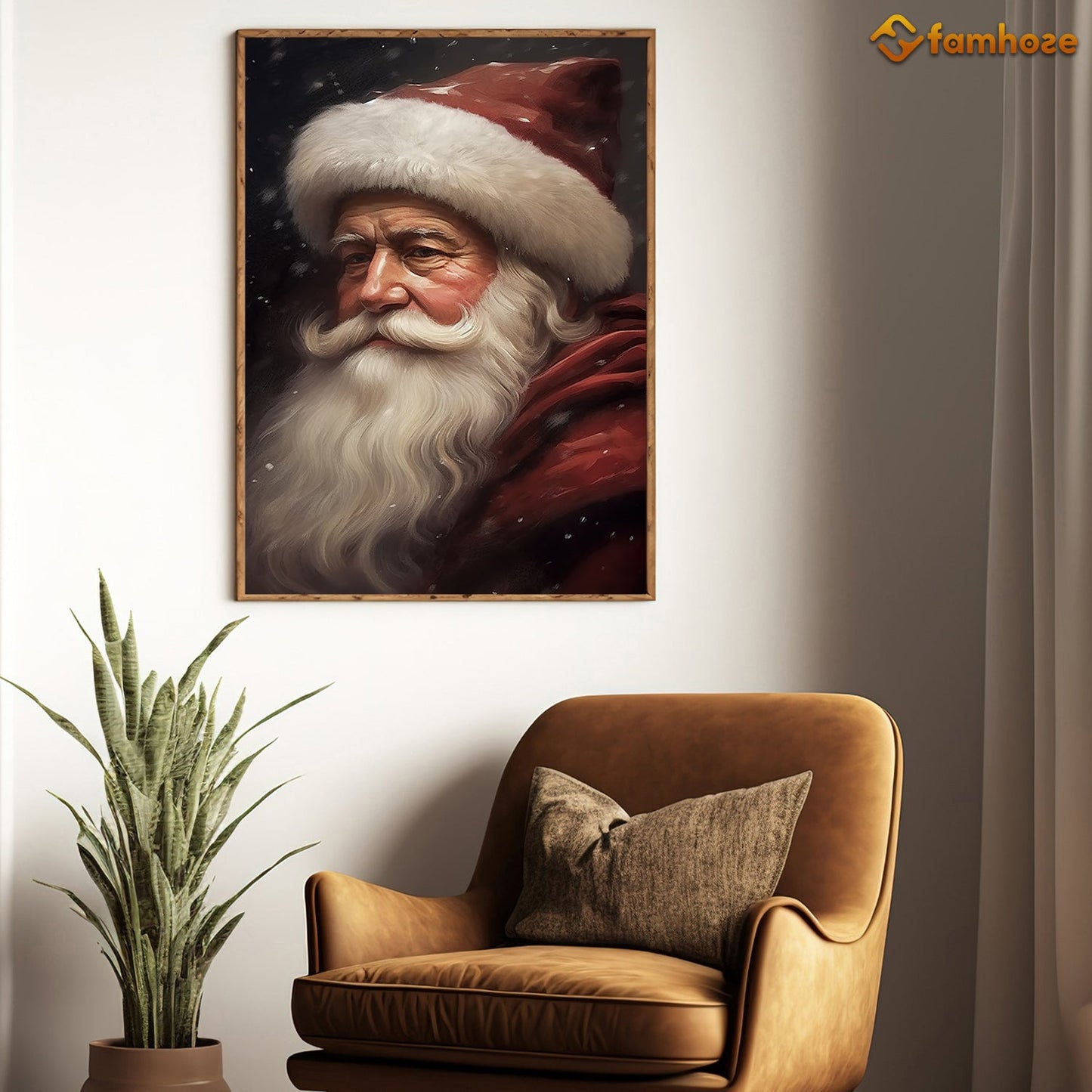 Portrait Santa Claus Christmas Canvas Painting, Xmas Wall Art Decor - Christmas Poster Gift For Decorating Your Home