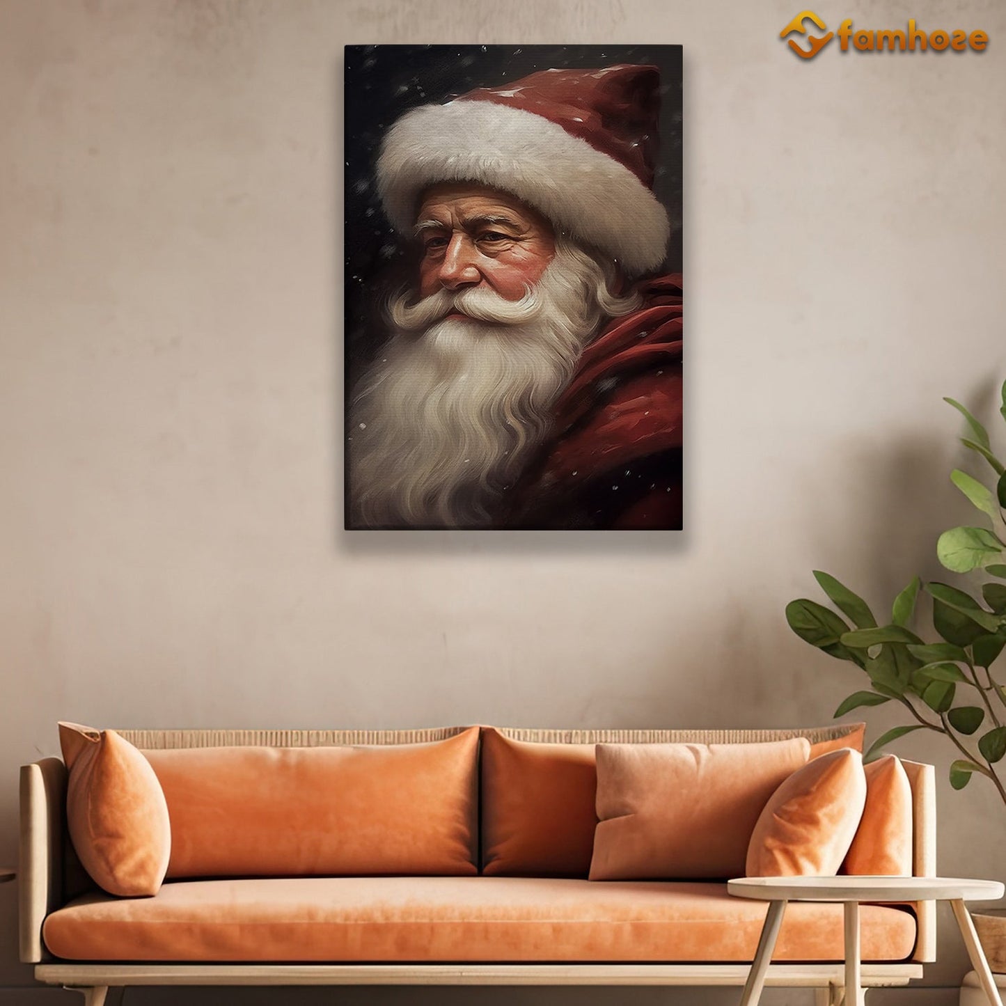 Portrait Santa Claus Christmas Canvas Painting, Xmas Wall Art Decor - Christmas Poster Gift For Decorating Your Home