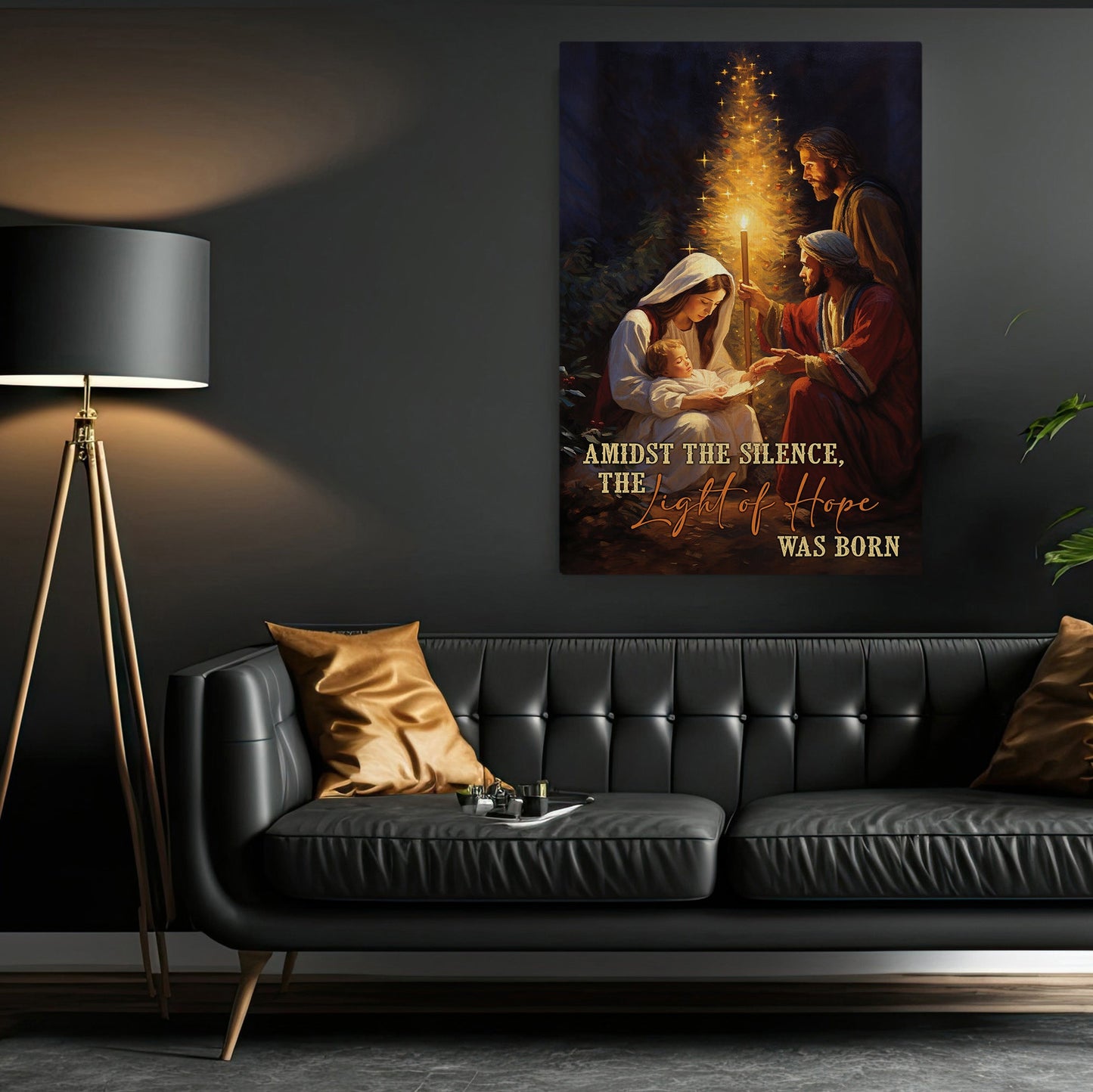 Amidst The Silence, The Light Of Hope Was Born, Nativity Canvas Painting, Xmas Wall Art Decor - Christmas Poster Gift