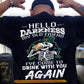 Funny Beer Drinking Backside T-shirt, Hello Darkness My Old Friend Shamrock Tees St Patrick's Day Gift For Irish Lover